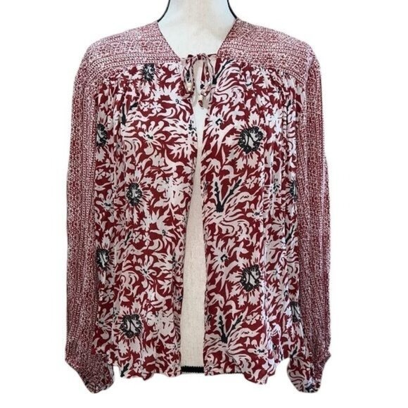Free People Tops - Free People Rogue Floral Open Front Kimono 100% Rayon Womens Size Medium